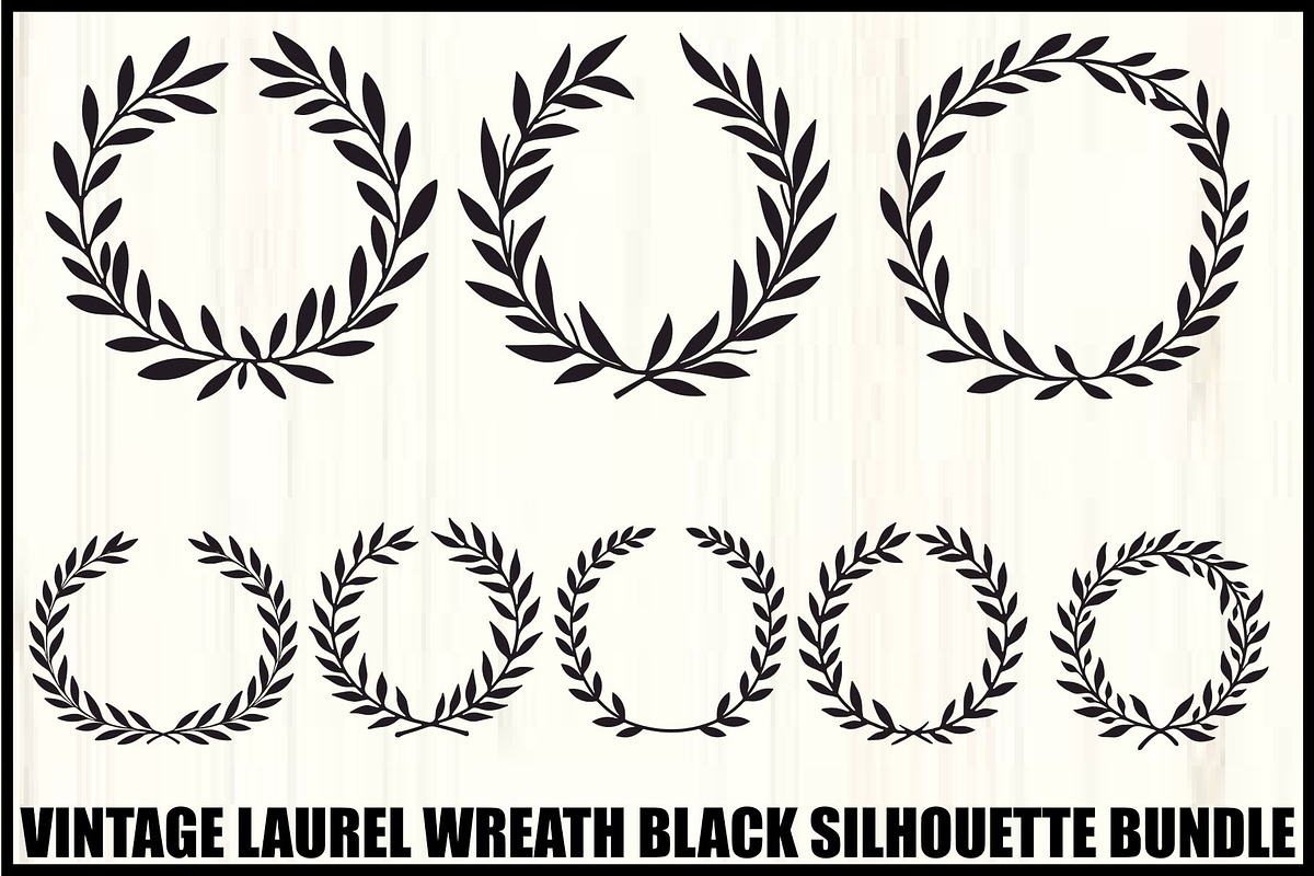 Laurel Wreath Silhouette Set, an Illustration by hafijul (Photo 1 of 9)