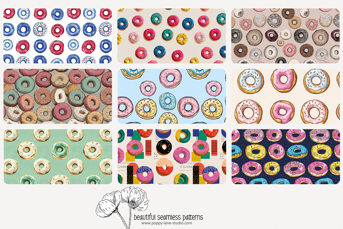 70 donuts seamless pattern, a Pattern Graphic by Poppy Lane Studio (Photo 9 of 10)