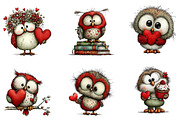 Whimsical Valentine's Owls Clipart, an Illustration by Dream Creation (Thumbnail 4 of 6)