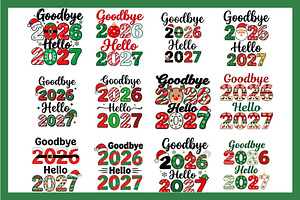 Goodbye 2026 Hello 2027 Christmas, an Emoji Icon by Tanya Kart