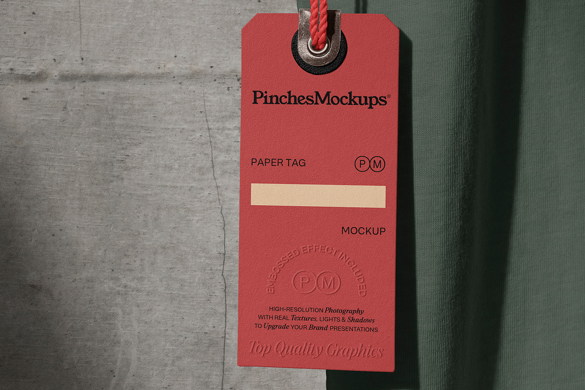 Paper Tag Hangs from T-Shirt Mockup, a Shirt Mockup by PinchesMockups© (Photo 4 of 4)