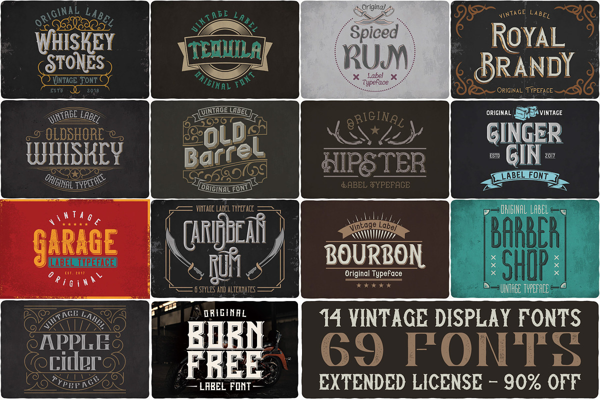 Vintage Fonts Bundle, a Font by VozzyStock (Photo 1 of 29)