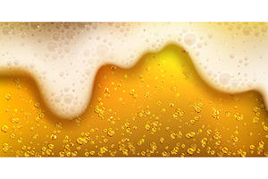 Golden beer with bubbles and foam, a Food Illustration by art PVP - market