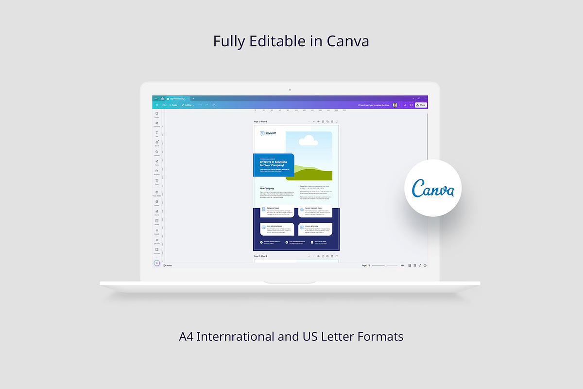 IT Services Flyer Canva Template, a Brochure Template by artbart (Photo 7 of 9)
