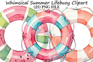 Whimsical Summer Lifebuoy Clipart, an Illustration by DreamPrint404