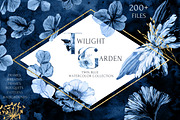 Twilight Garden Blue Watercolor Set, an Object Graphic by Cat In Colour (Thumbnail 1 of 10)