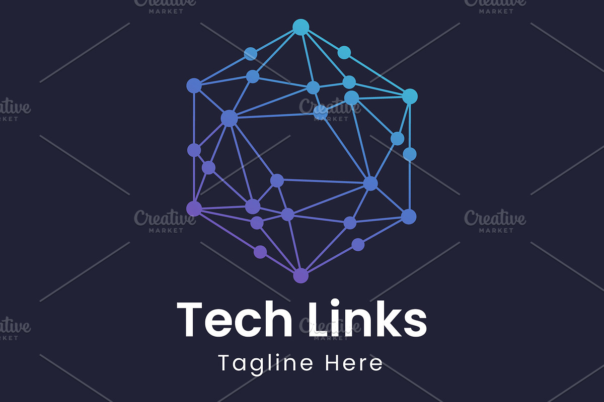 Tech Links Logo - Connected Geometri, a Branding & Logo Template by Walldecorated
