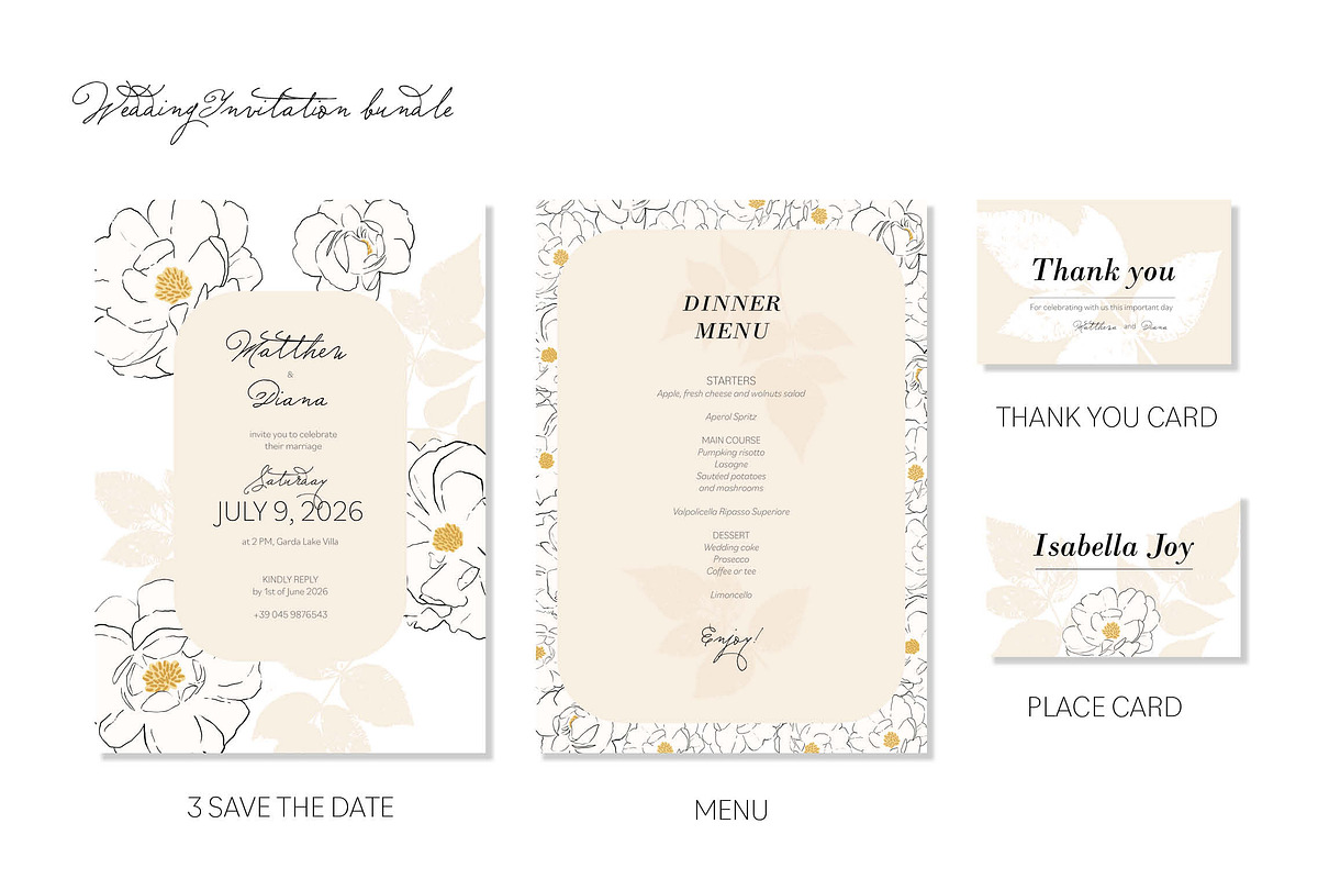 Wedding invitations bundle, an Illustration by FiorenzaMarani (Photo 2 of 15)