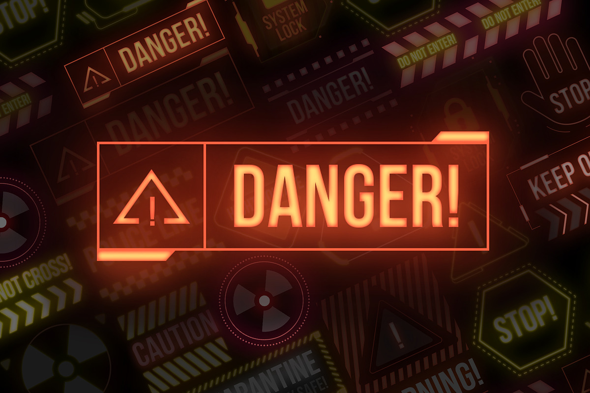 Cyberpunk Warning Signs, an Object Graphic by Pixflow