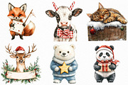 Animals Holding Merry Christmas Sign, an Illustration by Craft Nest (Thumbnail 2 of 6)