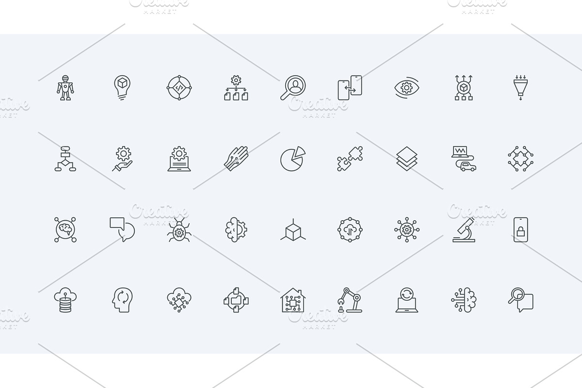 Ai technology machine learning icons, a Technology Illustration by Lemberg Vector