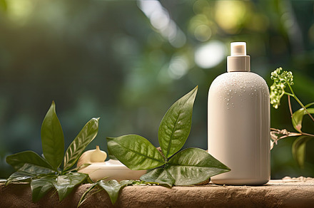 Display of natural spa product bottl, a Photo by SaroStock