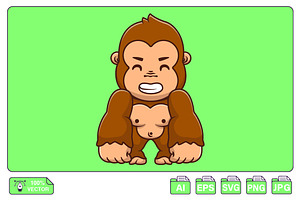 Cute Gorilla Standing Cartoon Vector, an Animal Illustration by Artstorystudio