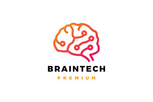 Brain Technology Logo Vector Icon