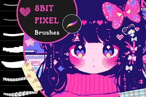 Procreate Retro Pixel Art Brushes, a Brush Add-On by nikiartcorner