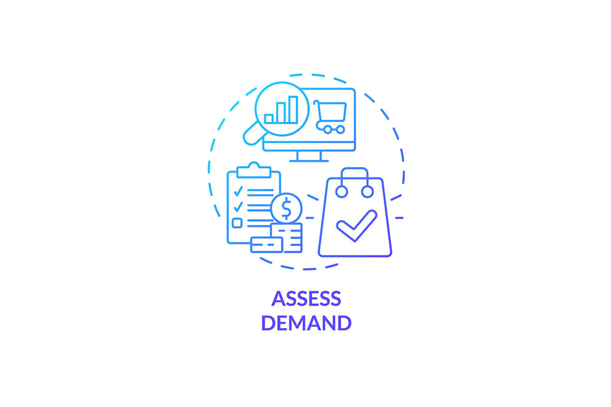 Assess demand blue gradient concept, an Icon by IMG Visuals