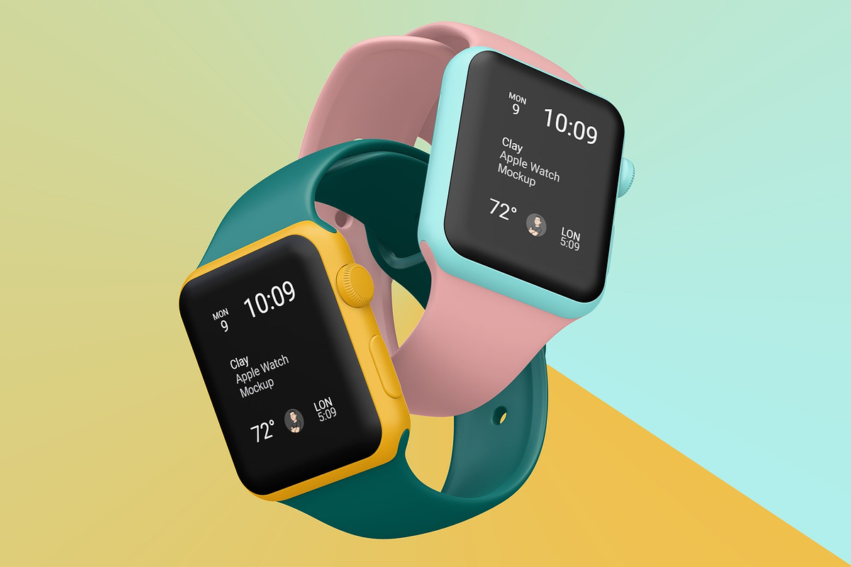 Clay Apple Watch Mockups Pack 01, a Wearable Device Mockup by Mockups by Carlos Viloria (Photo 13 of 25)