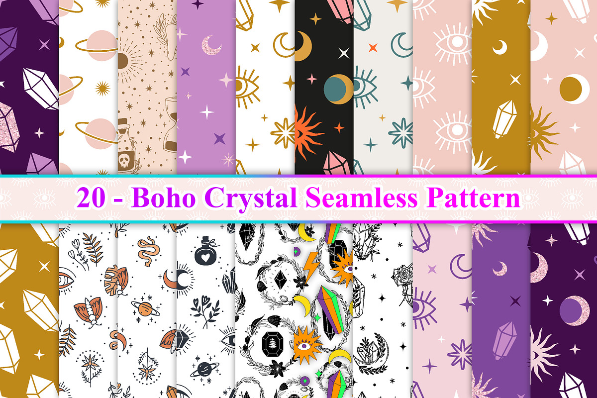 Boho Crystal seamless pattern, a Pattern Graphic by Digital Studio (Photo 1 of 9)