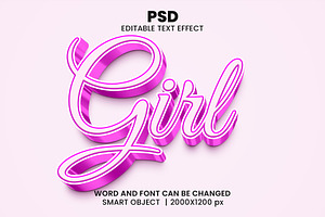 Girl 3d Editable Text Effect Style