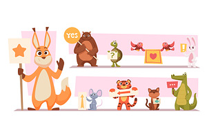 Animals with placards. Characters in, a Graphic by Onyx