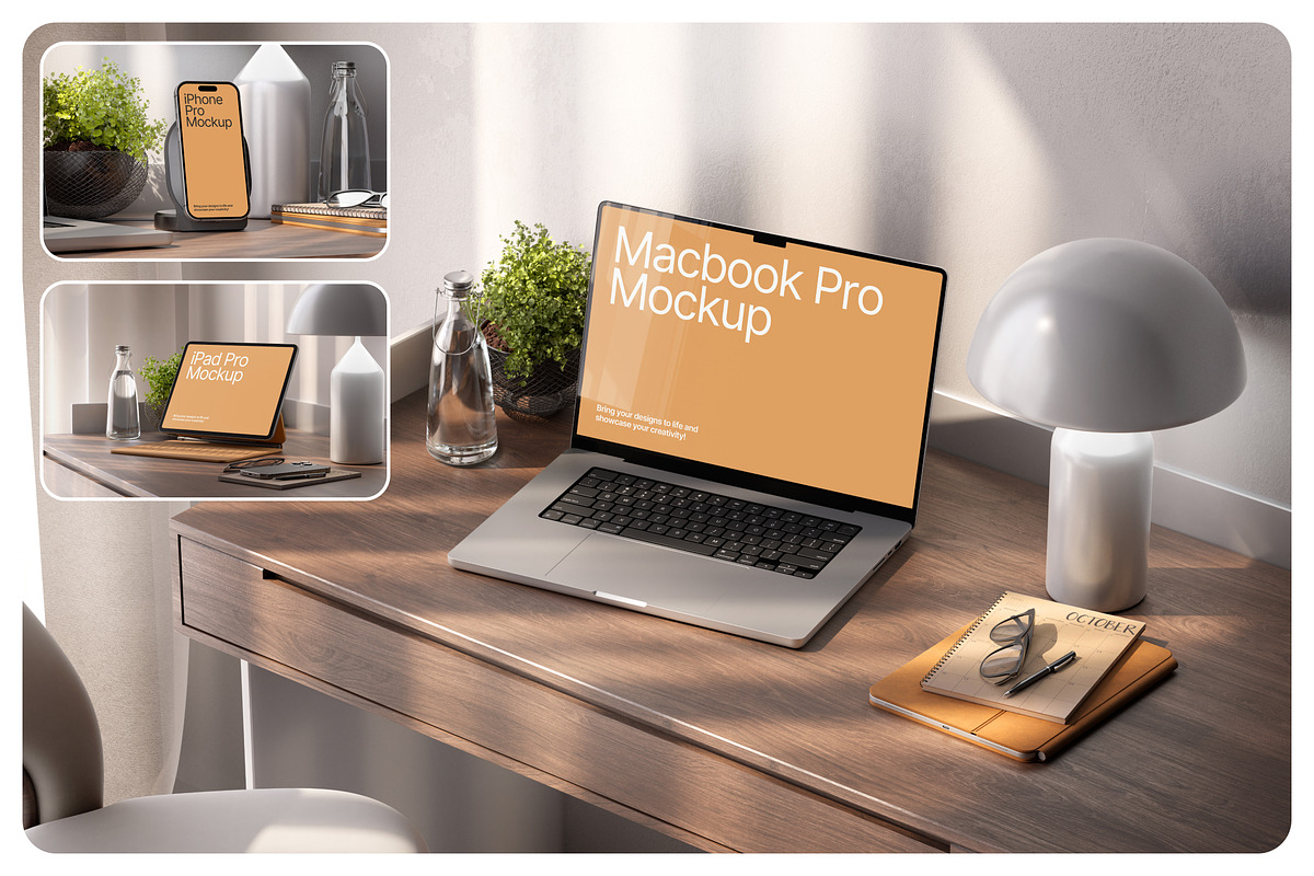 Workspace Device Mockup Set, a Mac Mockup by kavoon (Photo 1 of 4)