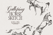 Galloping Horse Sketch, an Animal Illustration by TheMountBirdStudio (Thumbnail 1 of 6)
