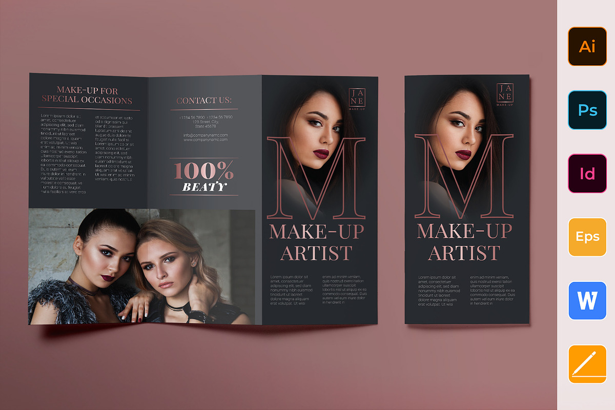 Trifold Brochure Makeup Artist, a Brochure Template by TemplatesNow! (Photo 1 of 3)