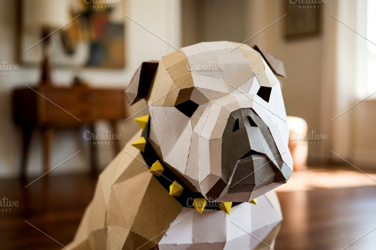 Bulldog Sculpture - 3d papercraft, a Card Template by PAPER amaze (Photo 2 of 5)