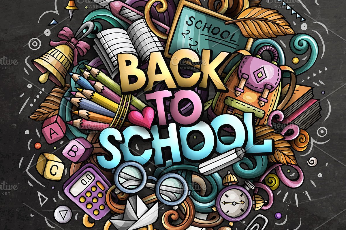 Back To School doodles title, a Decorative Illustration by BALABOLKA (Photo 1 of 2)