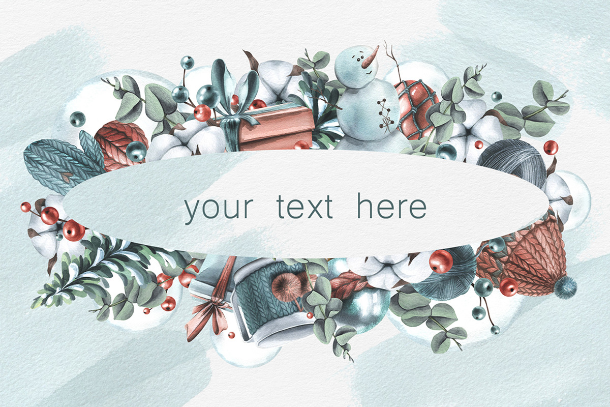 Cozy Winter Watercolor Frames, a Marketing Template by NATASHA CHU (Photo 3 of 5)