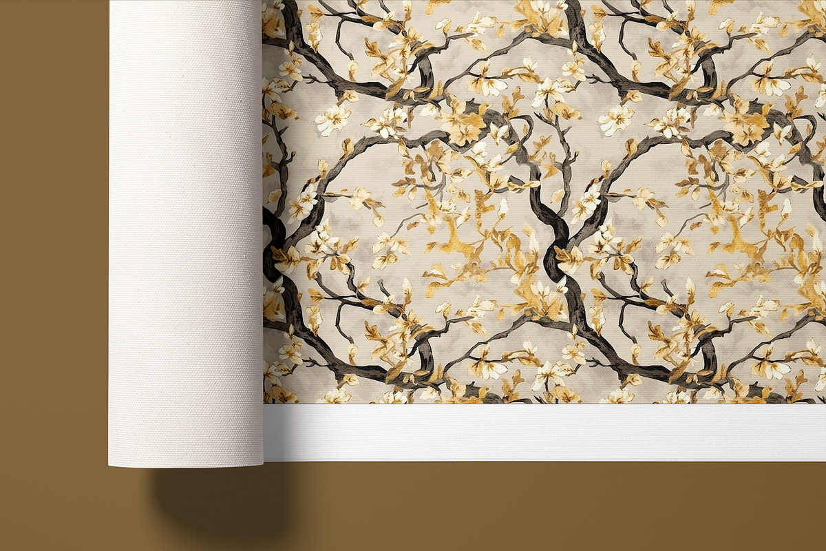 Almond Tree Branch Patterns, a Pattern Graphic by Ninterints