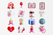 Pink Ribbon 3D Icon Set, an Object 3D Model by Eklip Studio (Thumbnail 2 of 2)