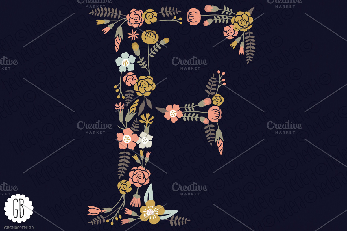 Floral letters, monogram, floral GZF, a Decorative Illustration by GrafikBoutique (Photo 3 of 3)