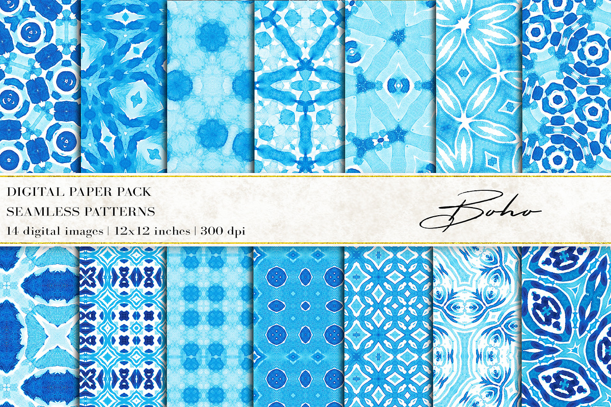 Boho Digital Papers, a Pattern Graphic by BonaDesigns