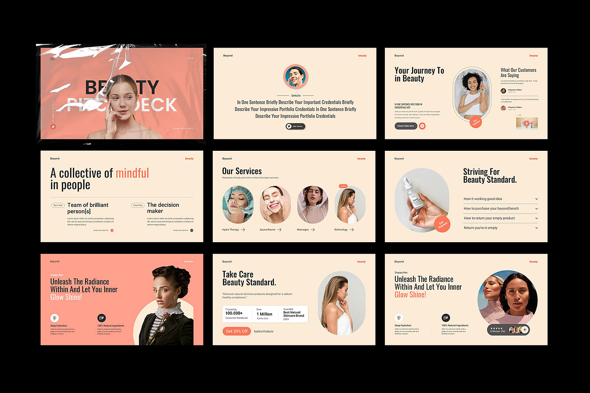 Beauty Pitch Deck Presentation, a Presentation Template by KreateTribe (Photo 2 of 5)