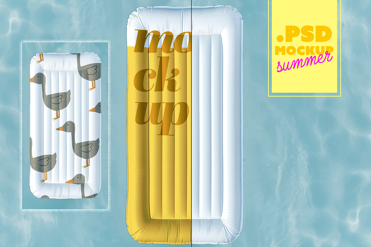 Top View Pool Float Mockup On Water, a Product Mockup by McLittle Stock (Photo 1 of 4)