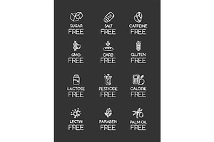 Product Free Ingredient Chalk Icons