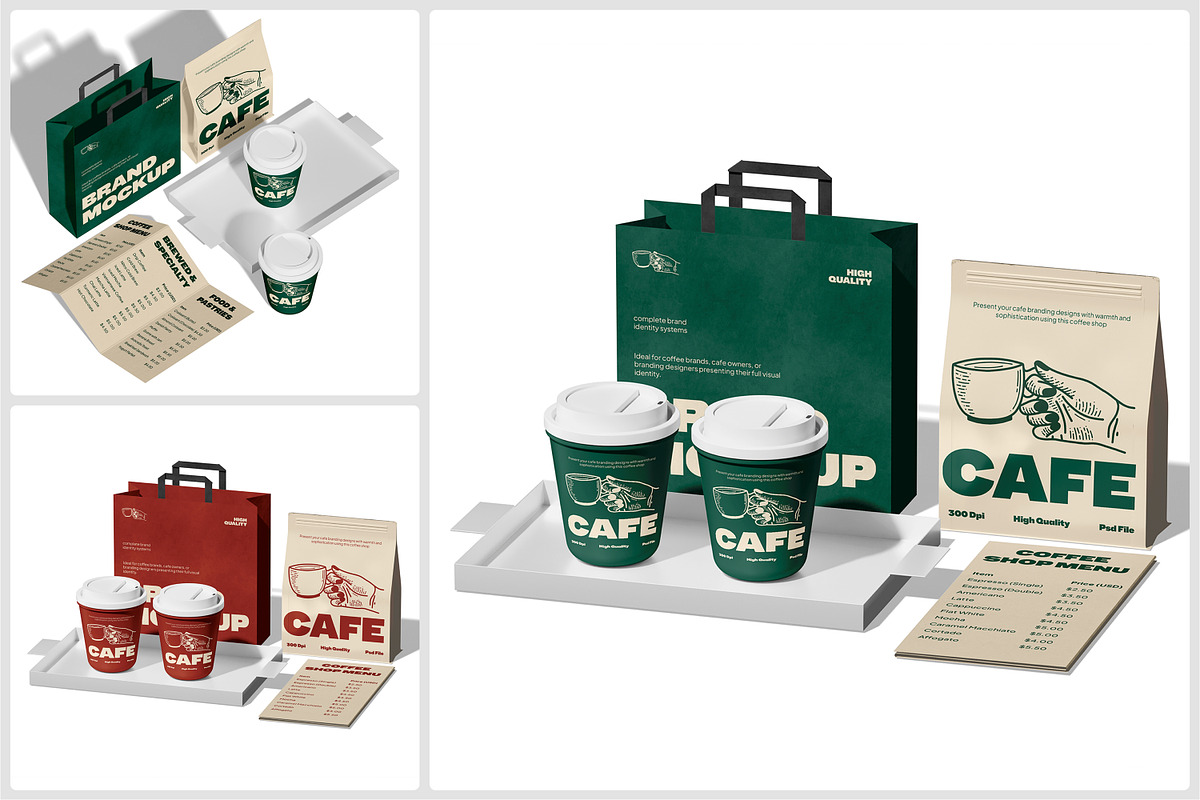 Cafe & Coffeeshop Branding Mockup, a Packaging Mockup by Unerispace (Photo 1 of 5)