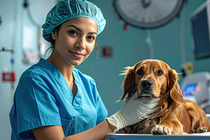 Veterinarian Examining Dog in Clinic, an Animal Photo by Davizro's Market