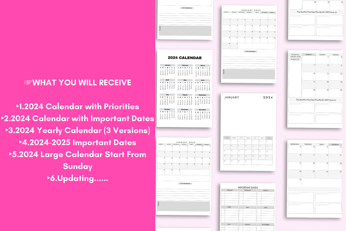 2024 Monthly Calendar Template, a Brochure Template by LA Design (Photo 2 of 9)