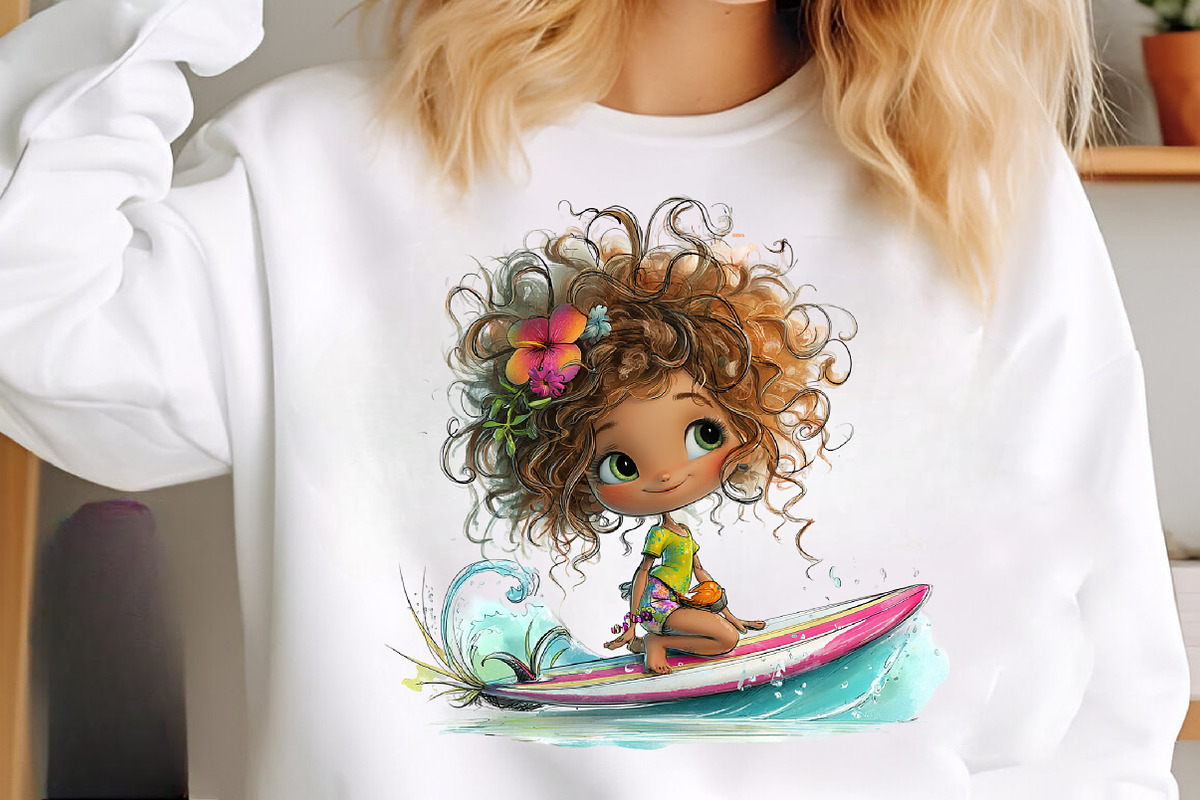Quirky surfer girl clipart, an Illustration by SinaCreation (Photo 7 of 11)