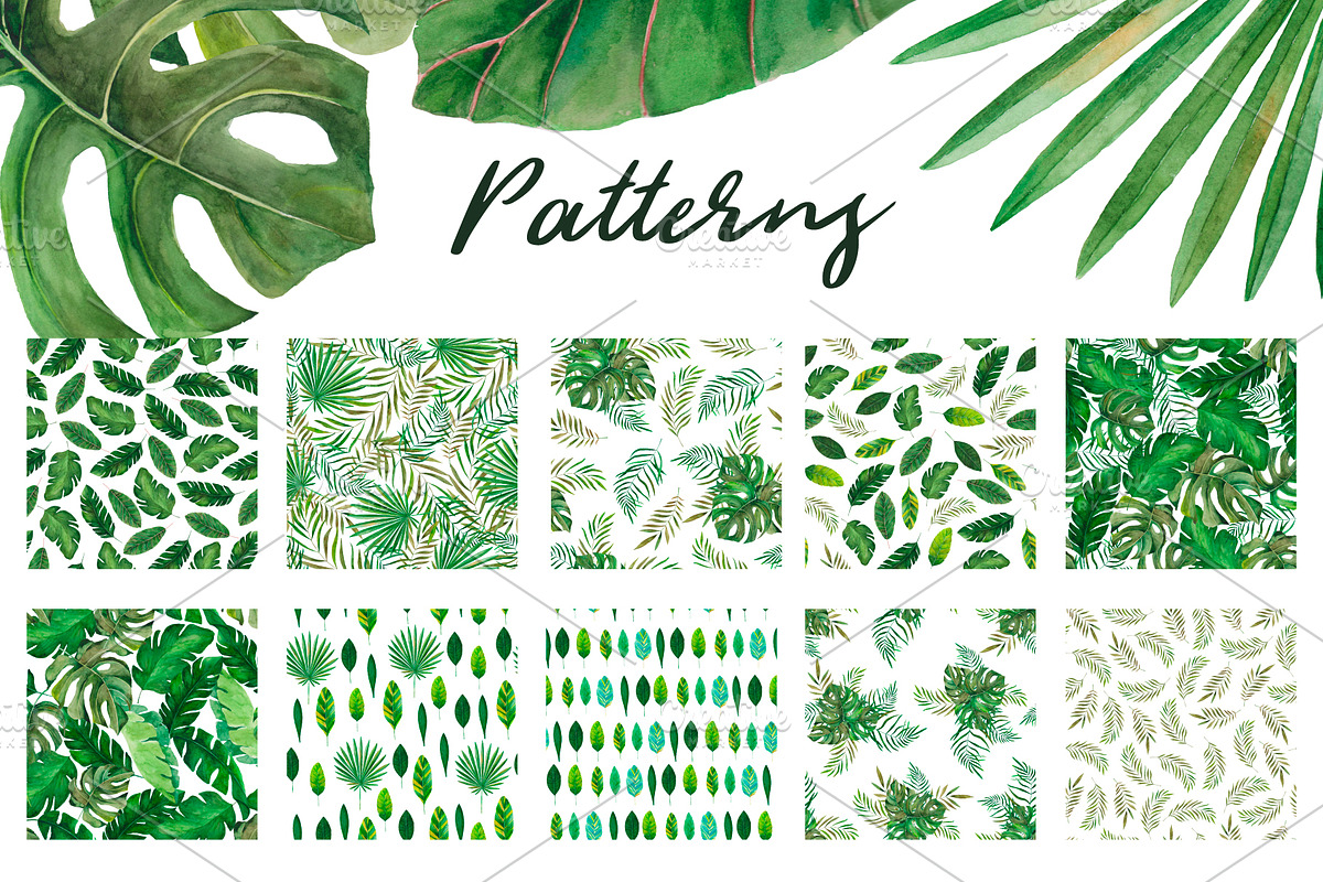 Amazonia. Tropical leaves, a Decorative Illustration by SaharaArt (Photo 4 of 8)