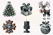 Watercolor Gothic Christmas Clipart, an Illustration by CreationArt (Thumbnail 6 of 7)