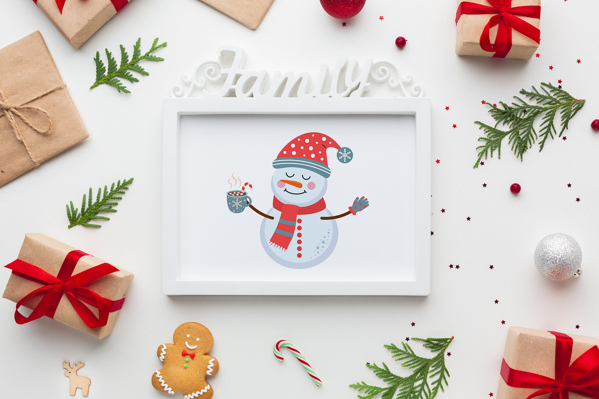 Cute snowmen set, a Seasonal Illustration by JulyGart (Photo 2 of 5)