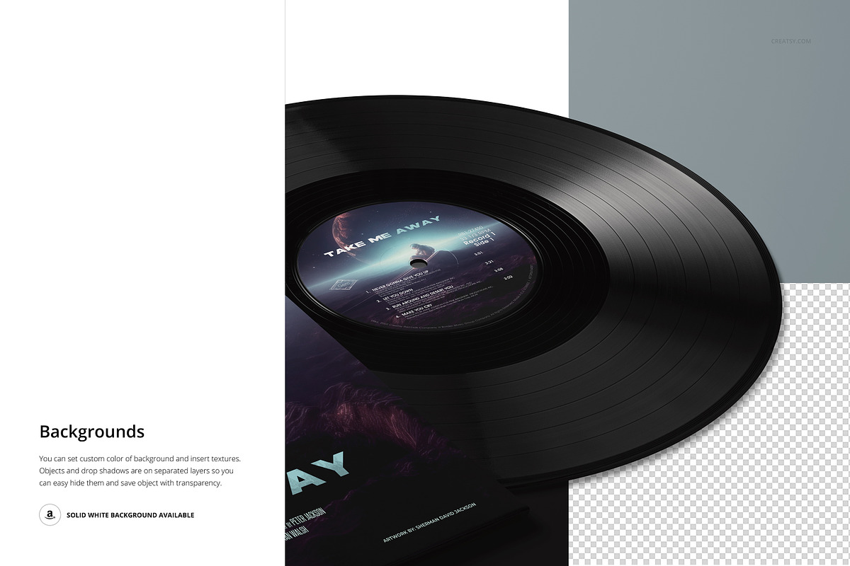Black Vinyl Record in Cover Mockup, a Product Mockup by creatsy5 (Photo 3 of 5)