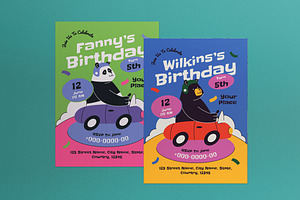 Flat Design Kids Birthday Invitation