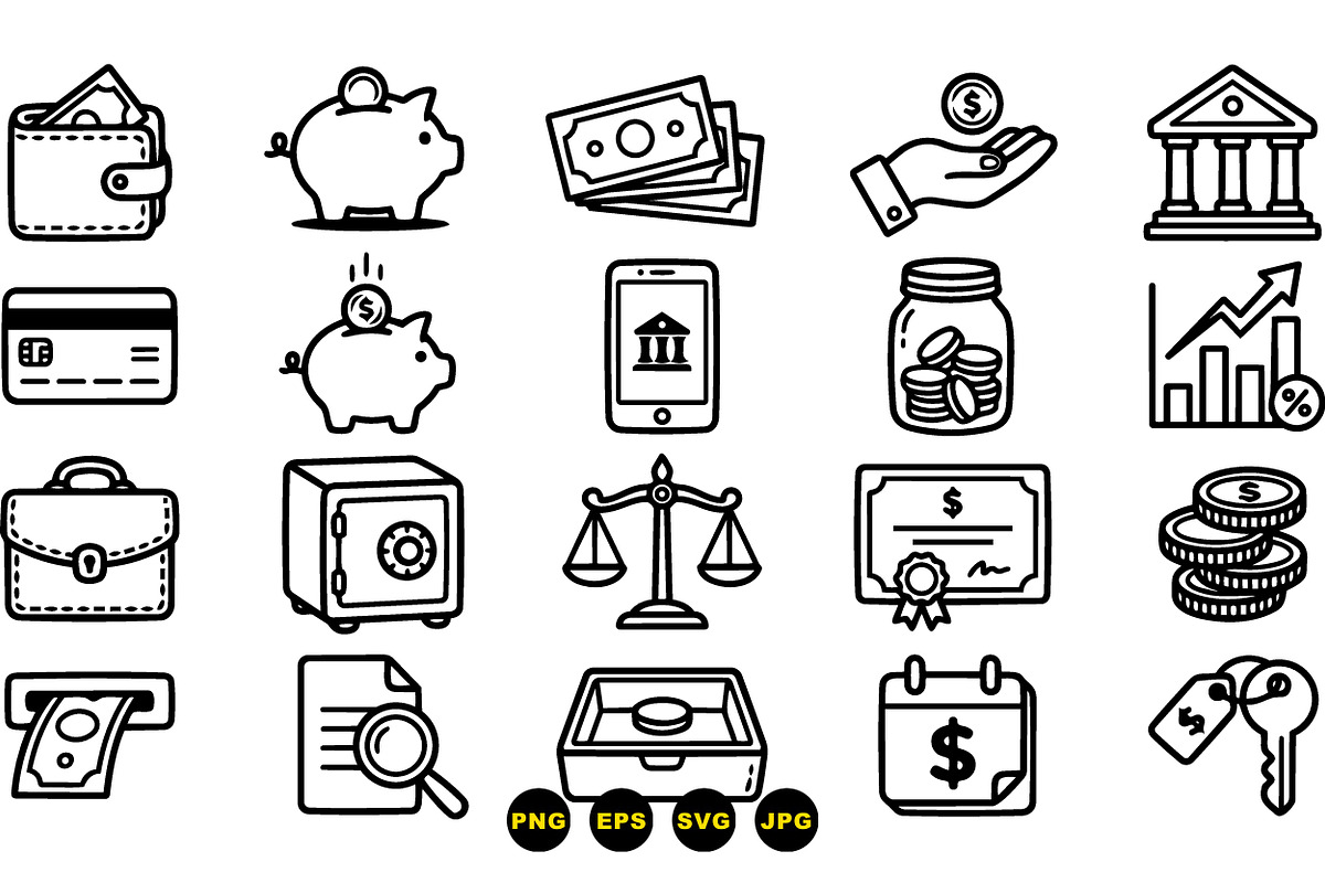 Minimal Finance Icon Clipart Set, an Illustration by designvectx (Photo 3 of 3)