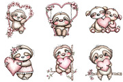 Whimsical Quirky Valentine Sloth PNG, a Graphic by CraftArtStudio (Thumbnail 6 of 6)