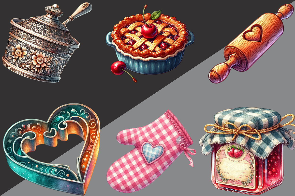 Vintage Baking Sublimation Clipart, an Illustration by Black Bird Studio (Photo 6 of 6)