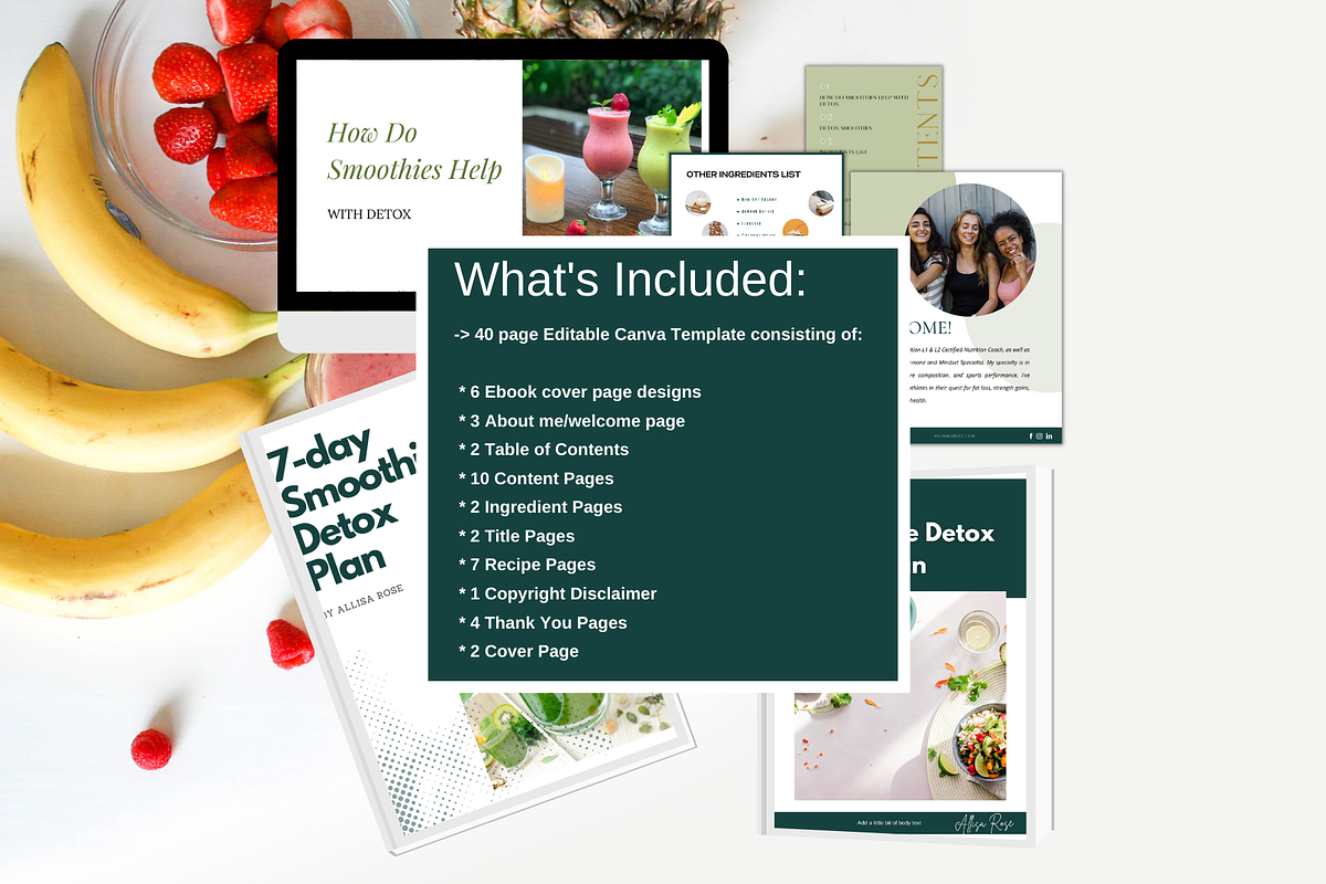 7-day Smoothie Detox Plan, a Books & Magazine Mockup by Millennials Marketing (Photo 6 of 8)
